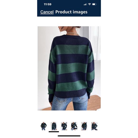 Fantaslook Striped Sweater Women Crewneck Oversized Pullover Sweater XL / New - Picture 2 of 9